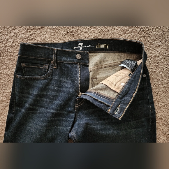 32 men 7 For All Mankind Slimmy Straight Jean Dark Wash 32x30 1/2" - Picture 12 of 16